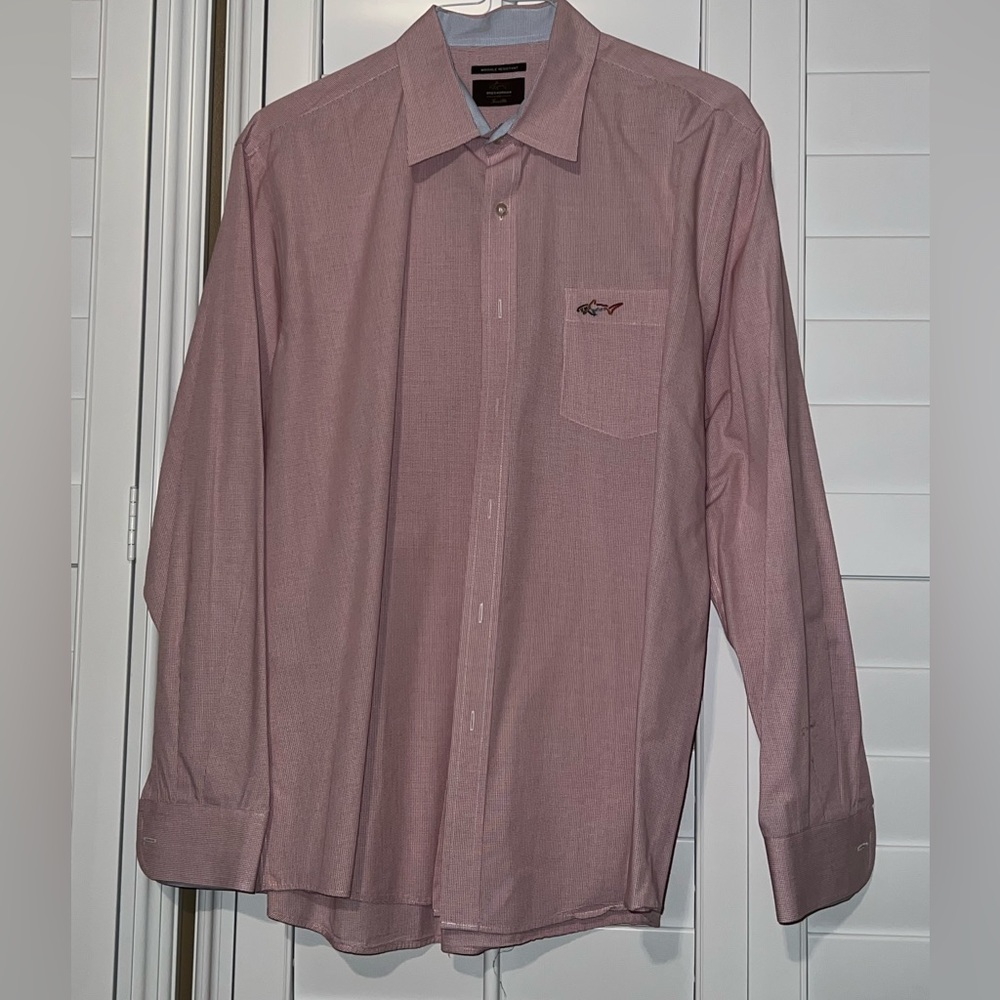 Greg Norman Button Up Dress Shirt - Light Red to Pink Color